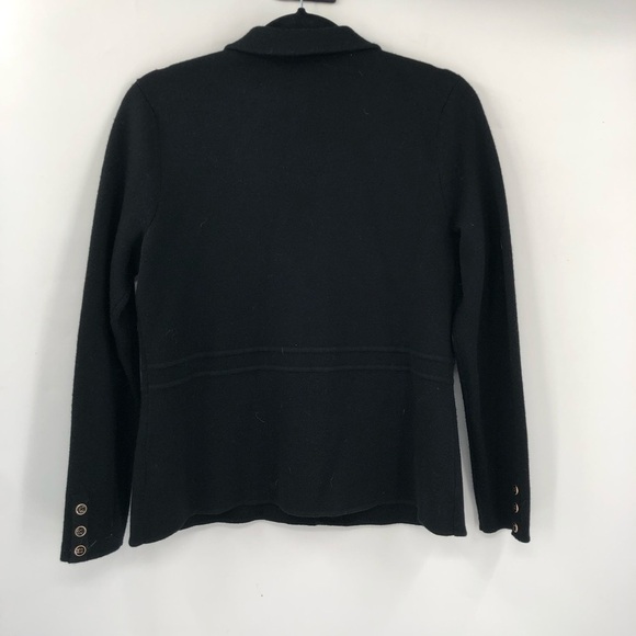 TALBOTS Sweater Blazer Pure Merino Wool Black Knit Button Jacket Layer MP Petite - Picture 7 of 7